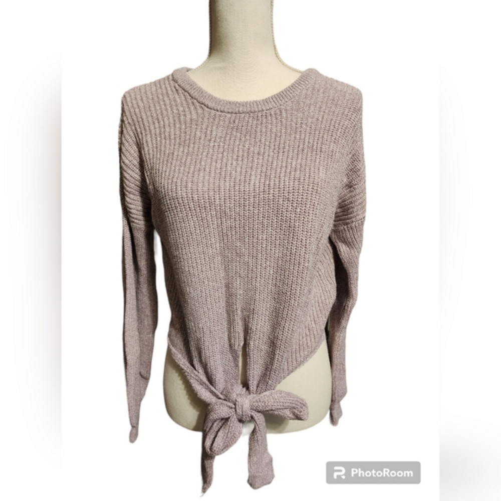 Hollister purple knit tie‎ front sweater